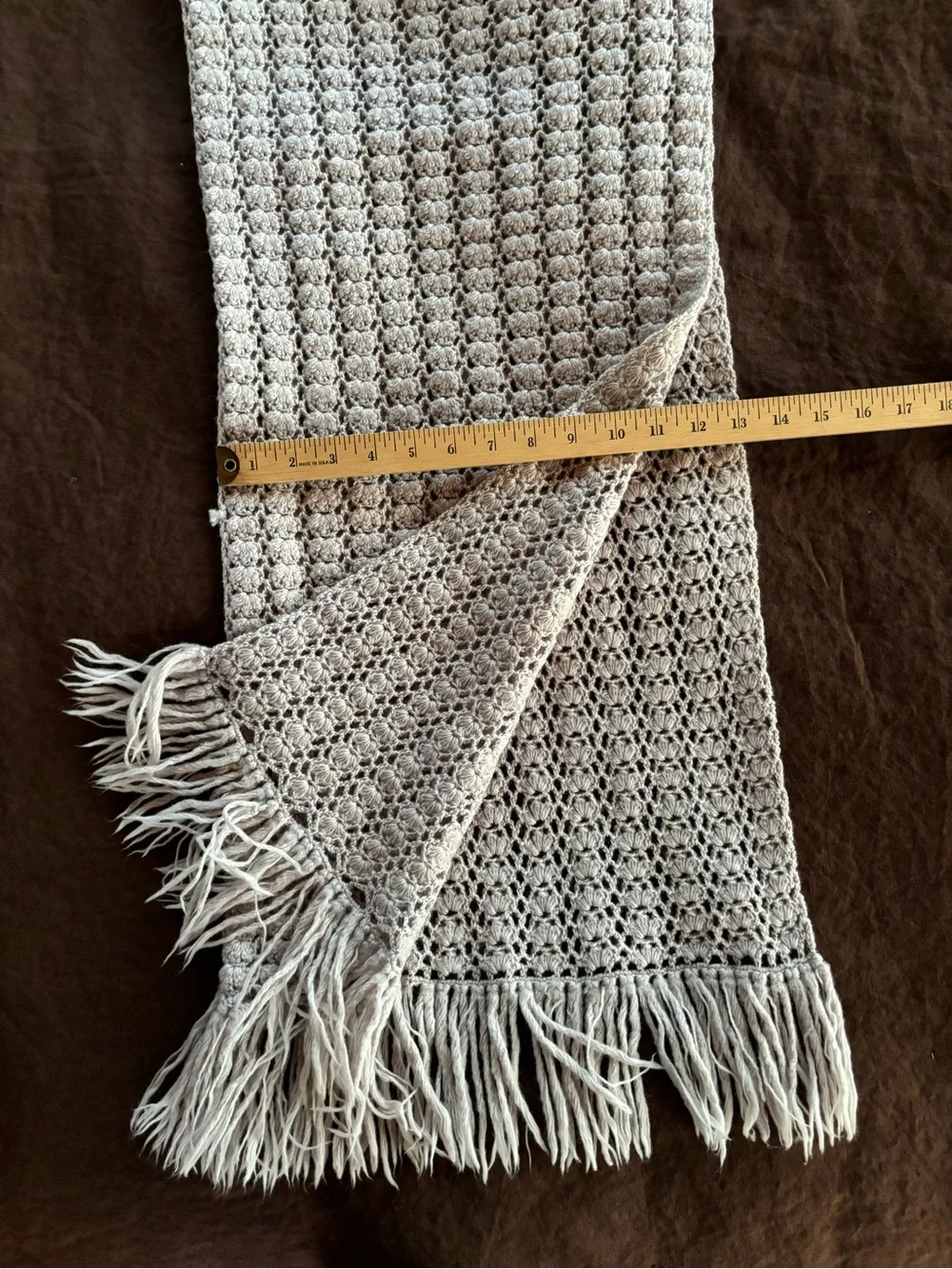 Vintage Hand Crocheted Wool Scarf